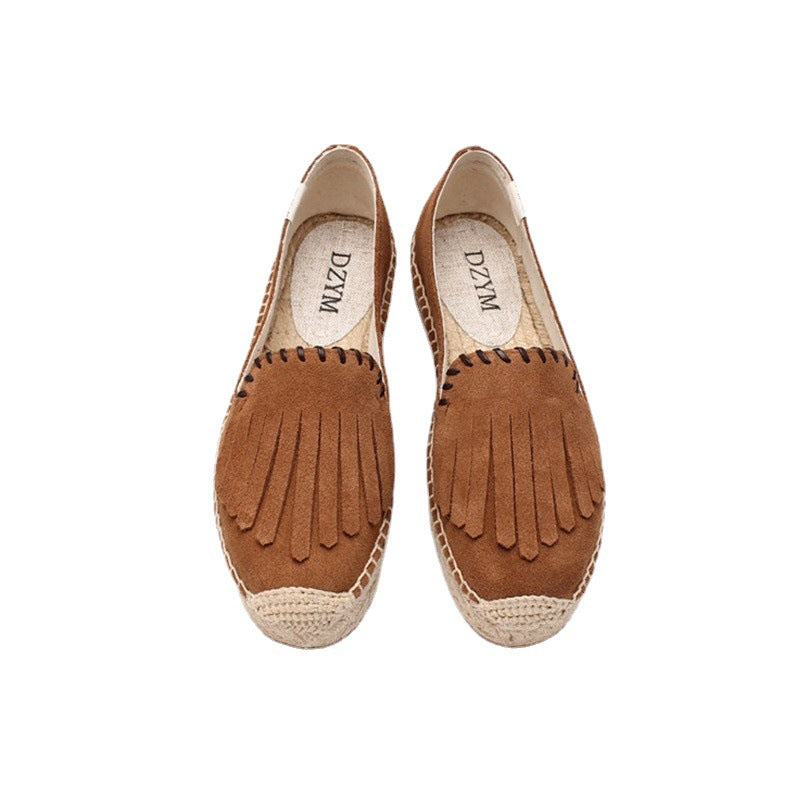 Women's Tassel Solid Color Platform Slip-on Lazy Canvas Shoes
