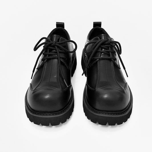 Men's Mickey Derby High-grade Big Head Extra Black Small British Leather Shoes