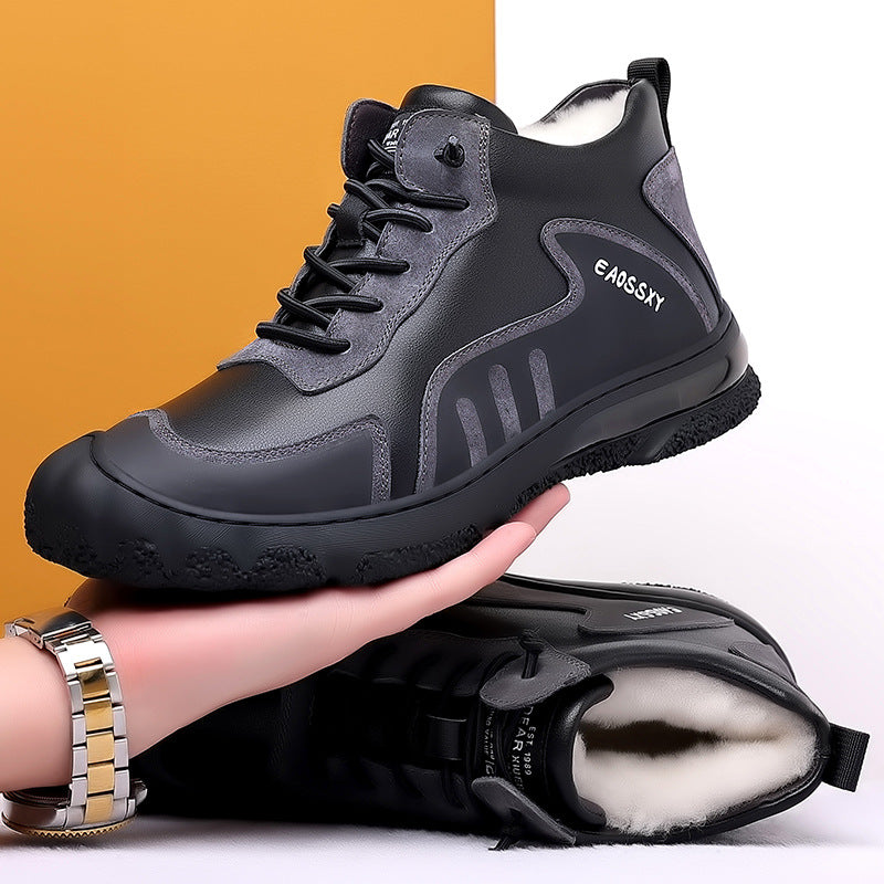 Men's Wool Fur Integrated Cotton Genuine Veet Thermal Men's Shoes