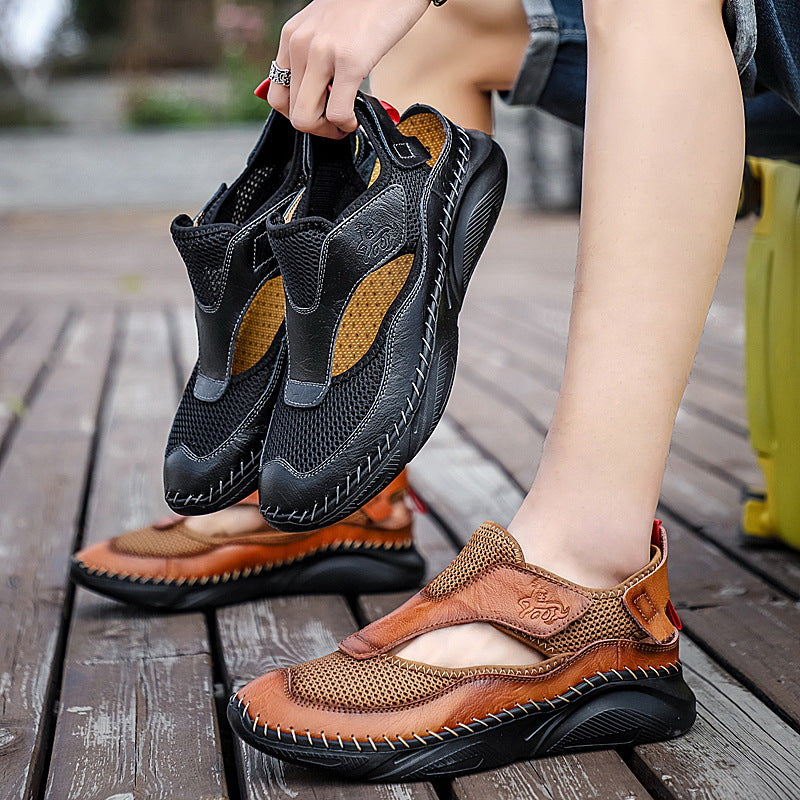Men's Fashionable Summer Breathable Mesh Simple Velcro Sandals