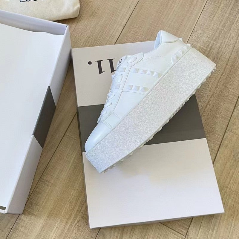 Women's Original Rivet Platform White Short Music Genuine Casual Shoes
