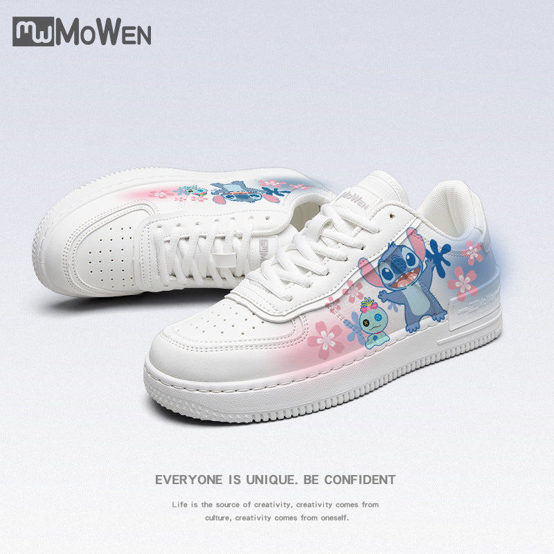 Joint Name Stitch Peripheral White Low Top Canvas Shoes
