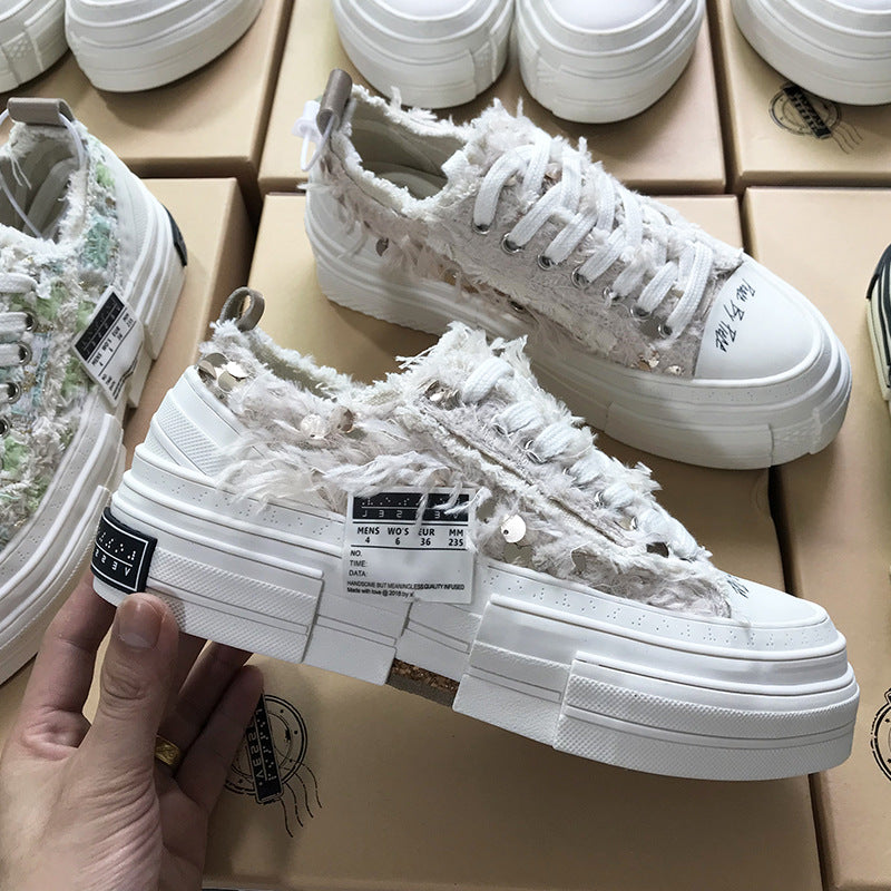 Women's & Men's Classic Style Woven Raise The Bottom Canvas Shoes