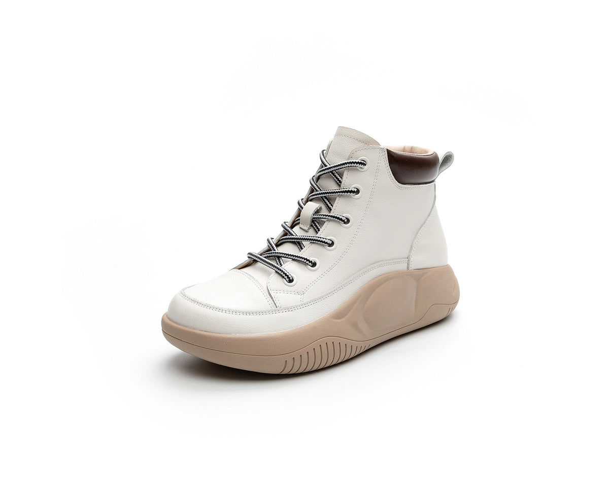 Women's Layer Cowhide Thick Bottom Heightened Single Men's Shoes