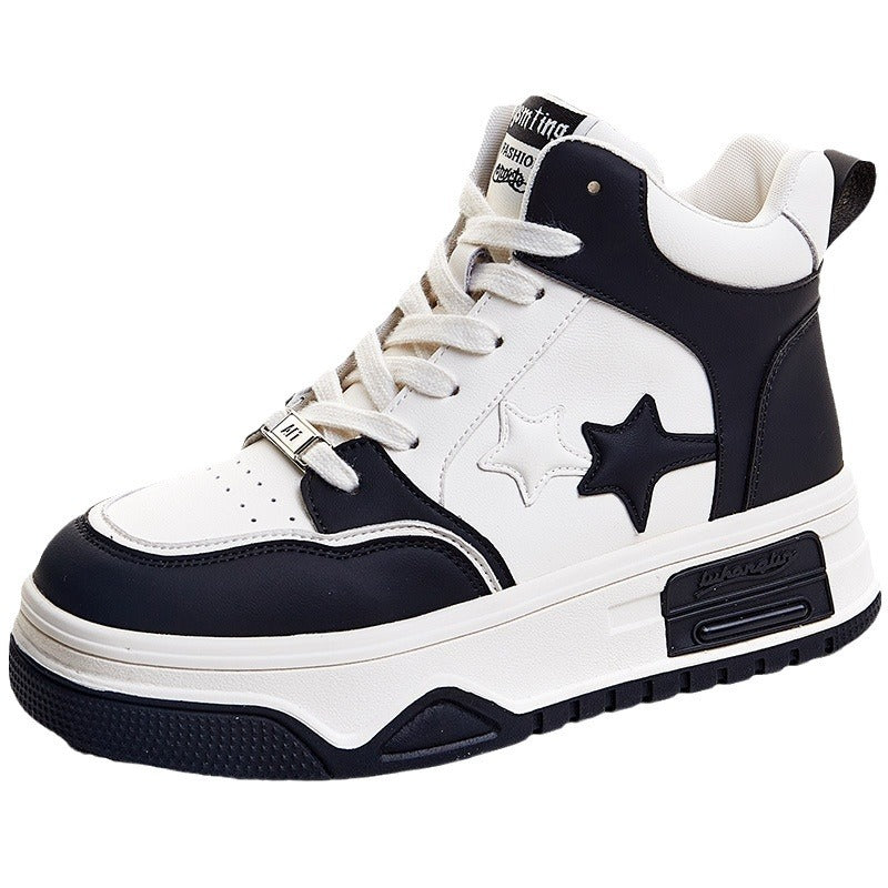 High Top White Female Fashion Genuine Sneakers