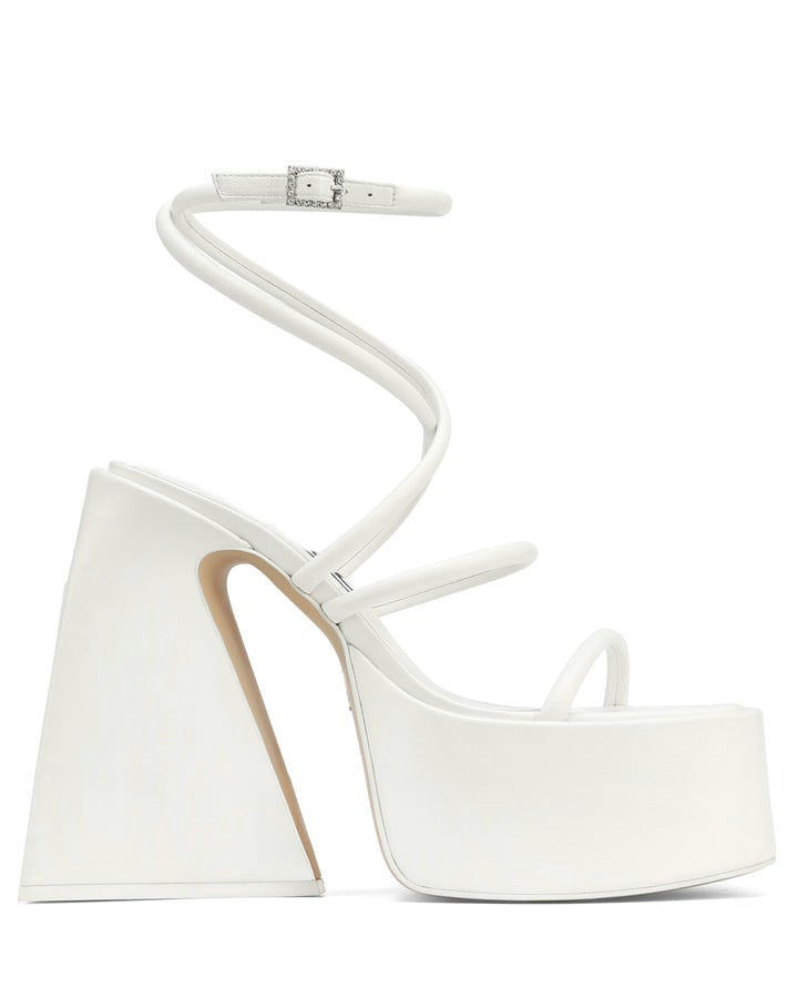 Women's High Platform Square Toe Hollowed Plus Size Locking Buckle Sandals