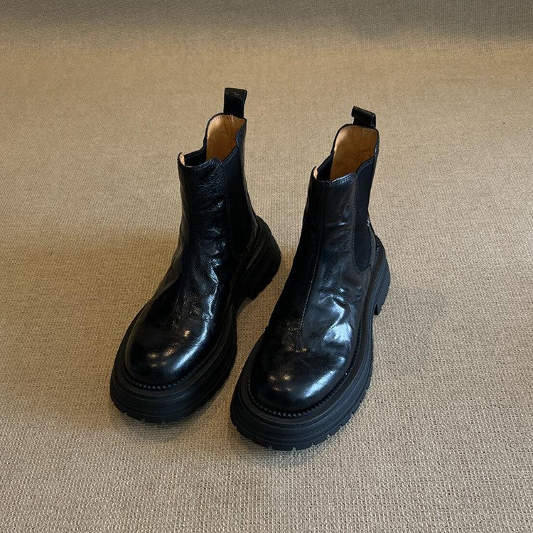 Women's Style Round Head Ankle Platform Thin Boots