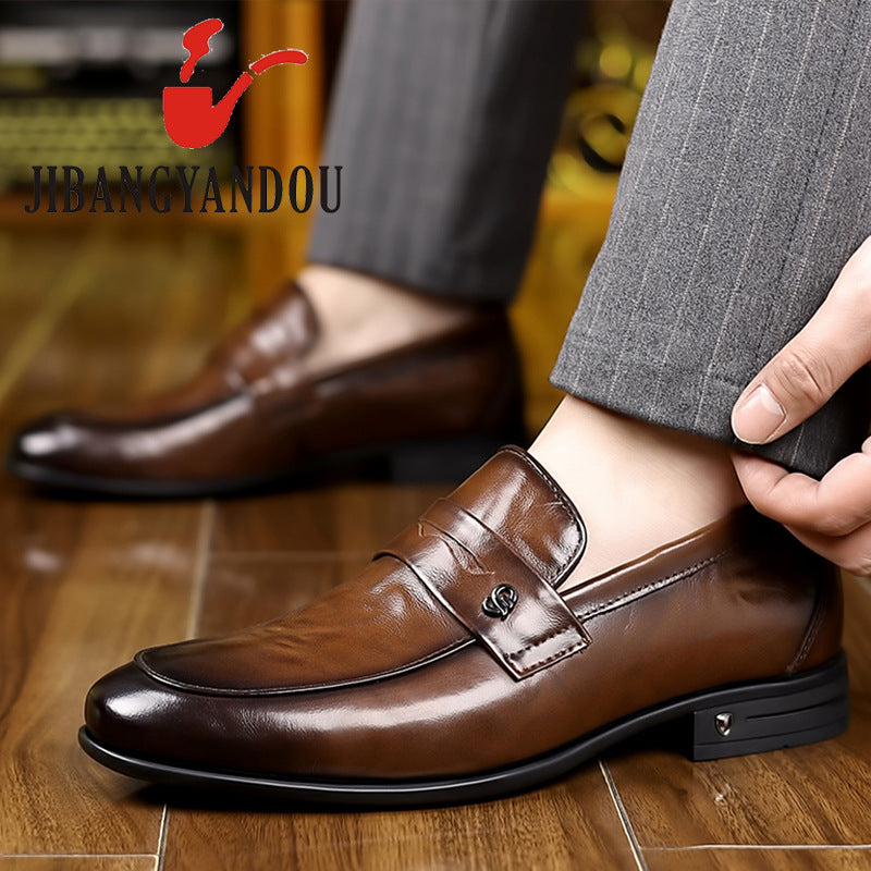 Layer Pure Cattlehide Inside Pigskin Insole Soft Bottom Men's Casual Leather Shoes