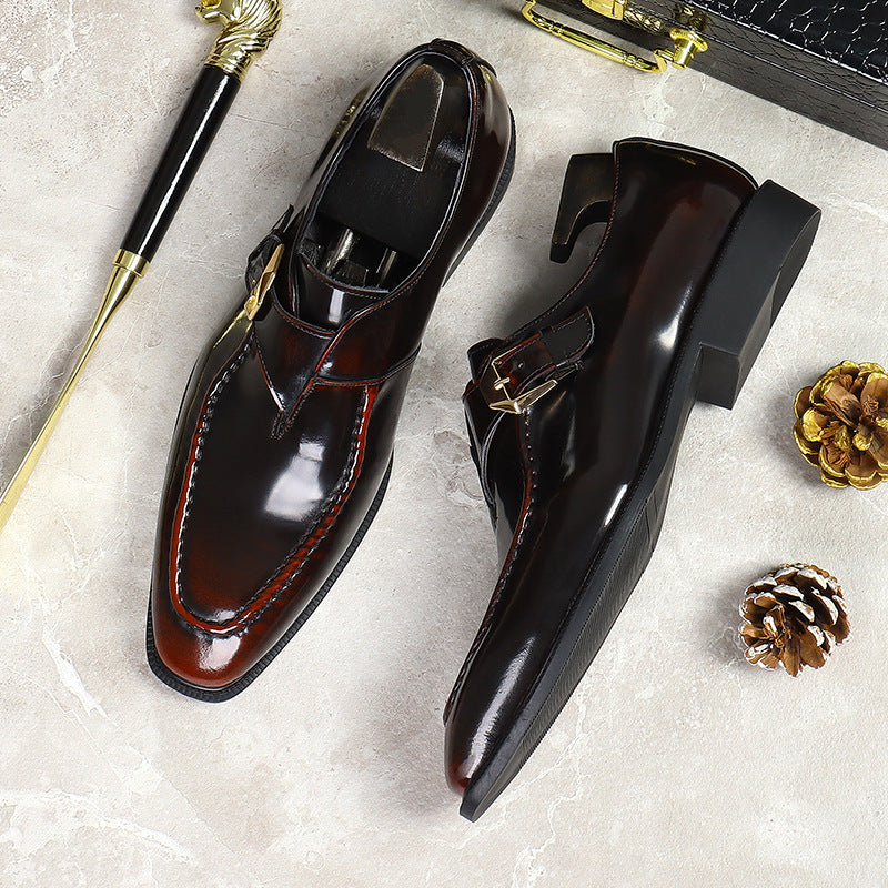 Men's Big Promotion Fashion Business Cowhide Patent Leather Shoes