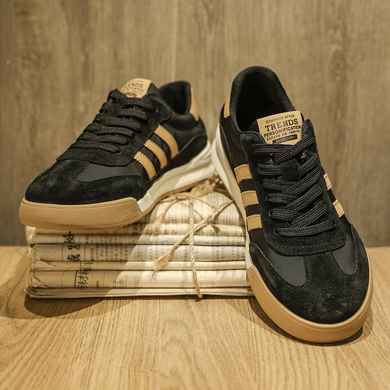 Men's Comfortable Top Layer Pigskin Breathable Four Men's Board Shoes