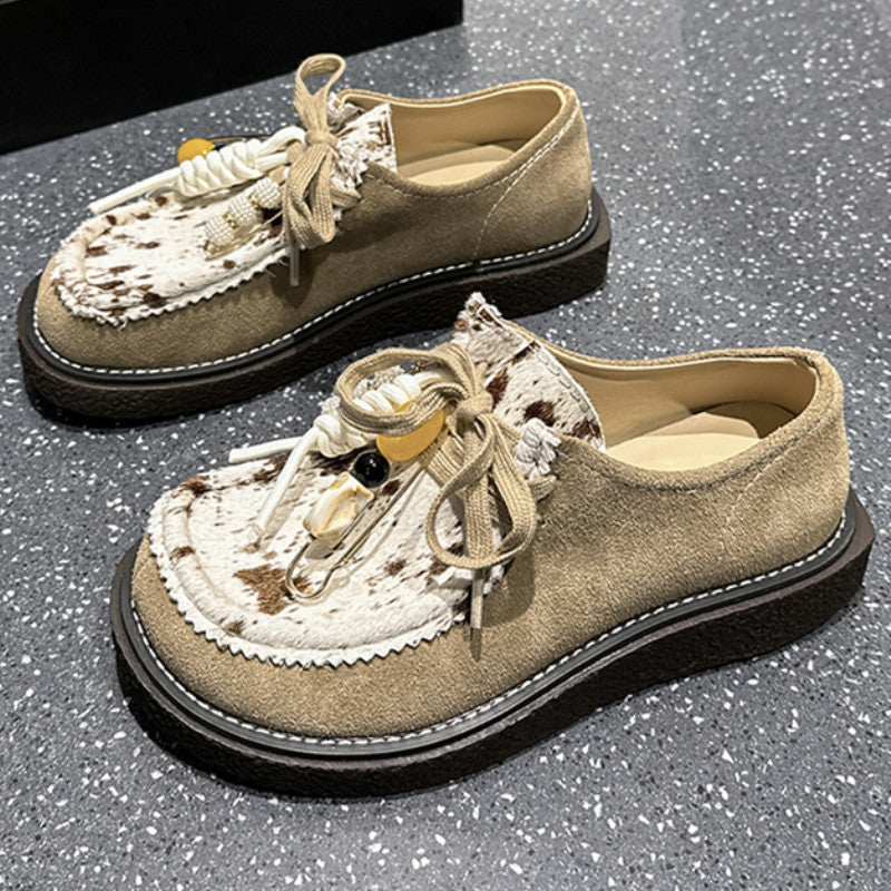 Women's Genuine Big Toe Derby Platform Spring Loafers