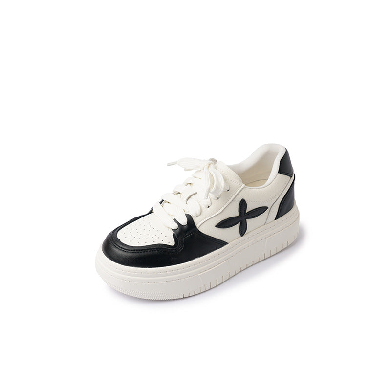 Women's Comfortable Raise The Bottom Cowhide Spring Muffin Mid Authentic Leather Shoes