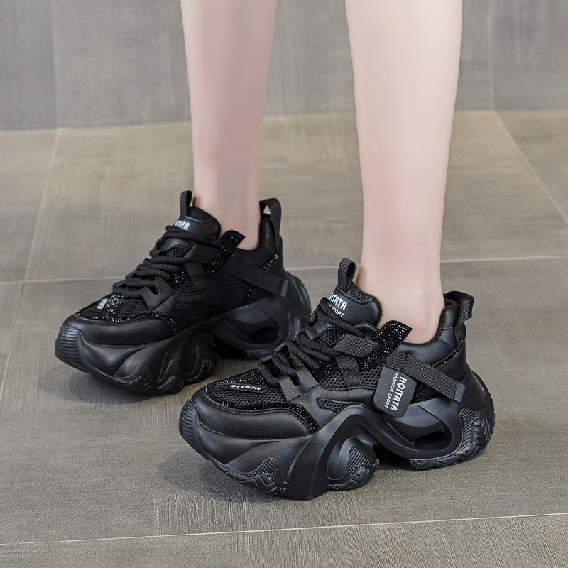 Women's Breathable Mesh Surface Increased Foam Bottom Dad Men's Shoes