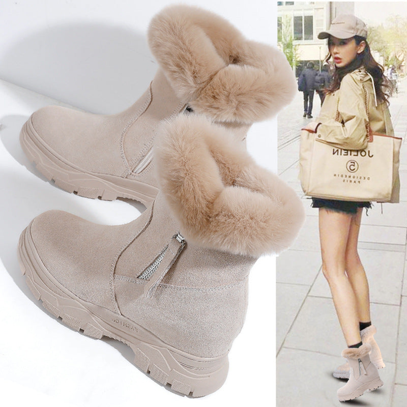 Women's Fleece-lined Warm Booties Winter Platform Martin Snow Boots