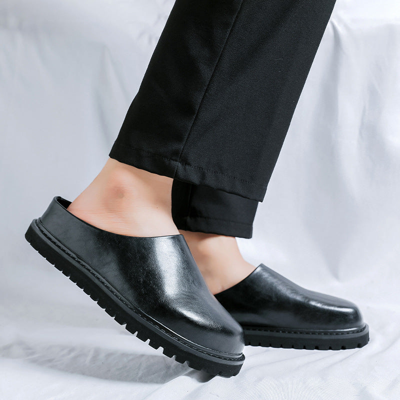 Men's Lazy Flat Bottom Slip On Pump Leather Shoes