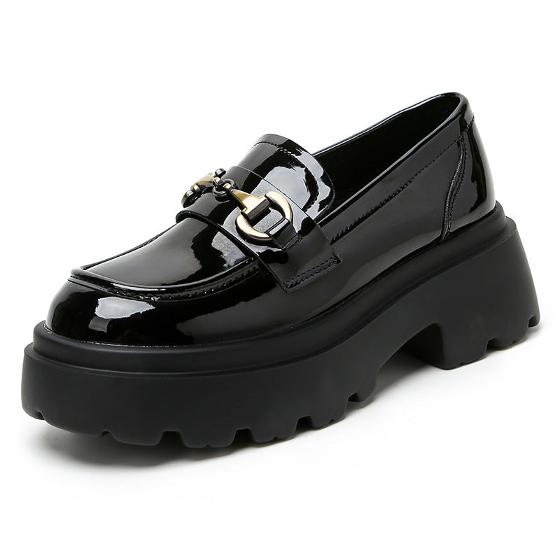 Women's Platform British One Pedal Height Increasing Loafers
