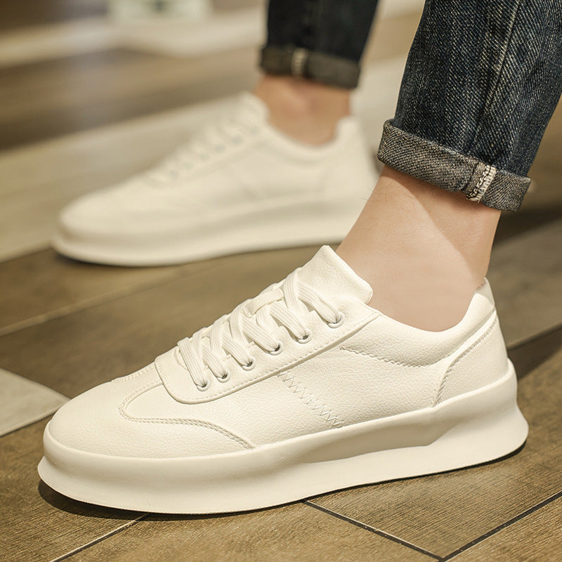 Men's Four White Flat Skateboard Trendy Thick-soled Men's Board Shoes
