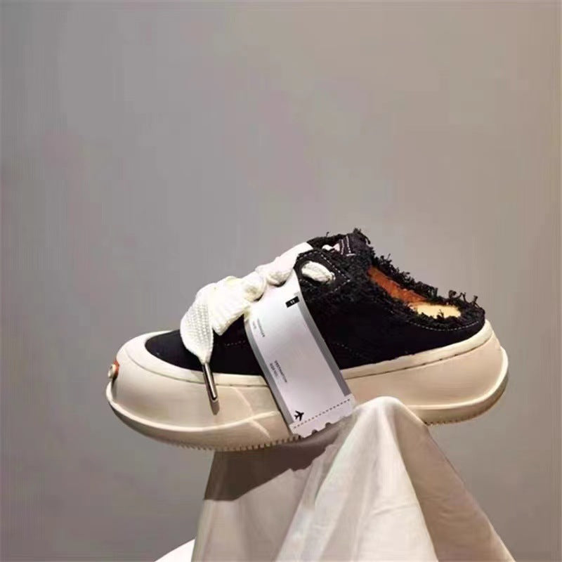 Women's & Men's Smiling Platform With Smile Face Half Canvas Shoes