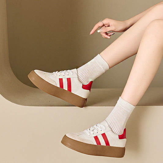 Women's Training Vintage Skateboard Platform Sports White Casual Shoes