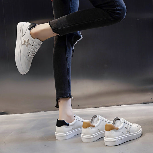Women's Spring Flat White Celebrities Genuine Casual Shoes