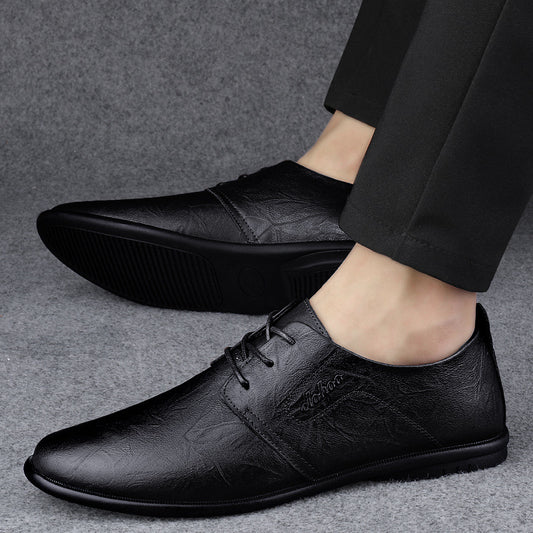 Men's Cowhide Business Formal Breathable Green Korean Leather Shoes