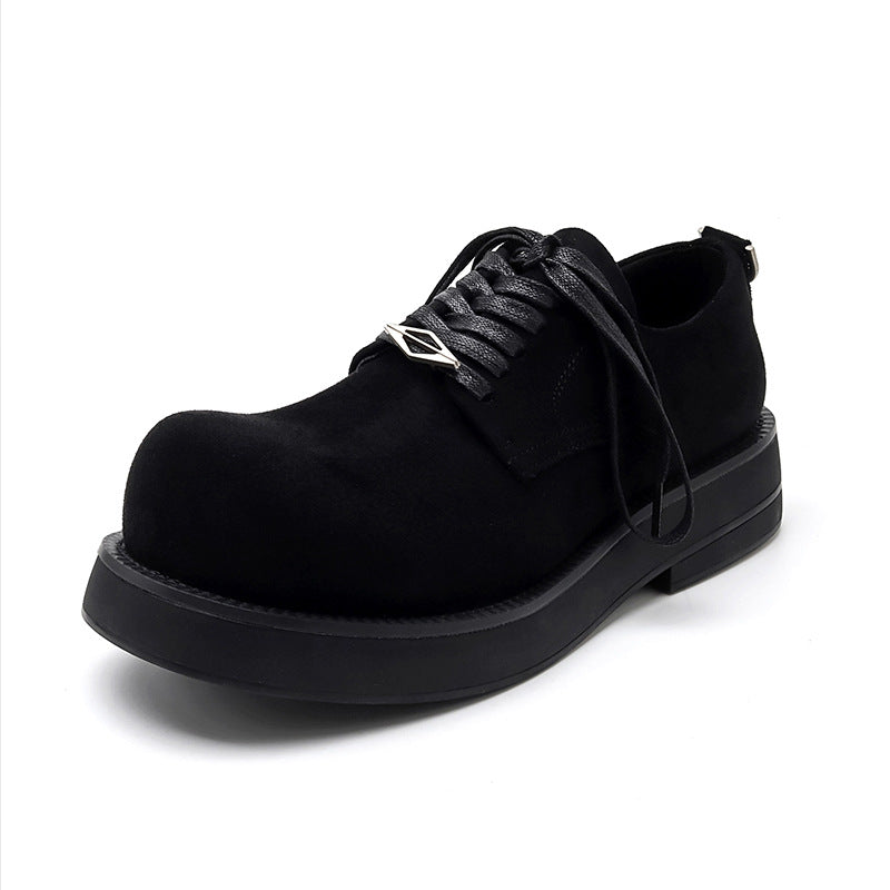 Men's Big Toe Derby Height Increasing Low Leather Shoes