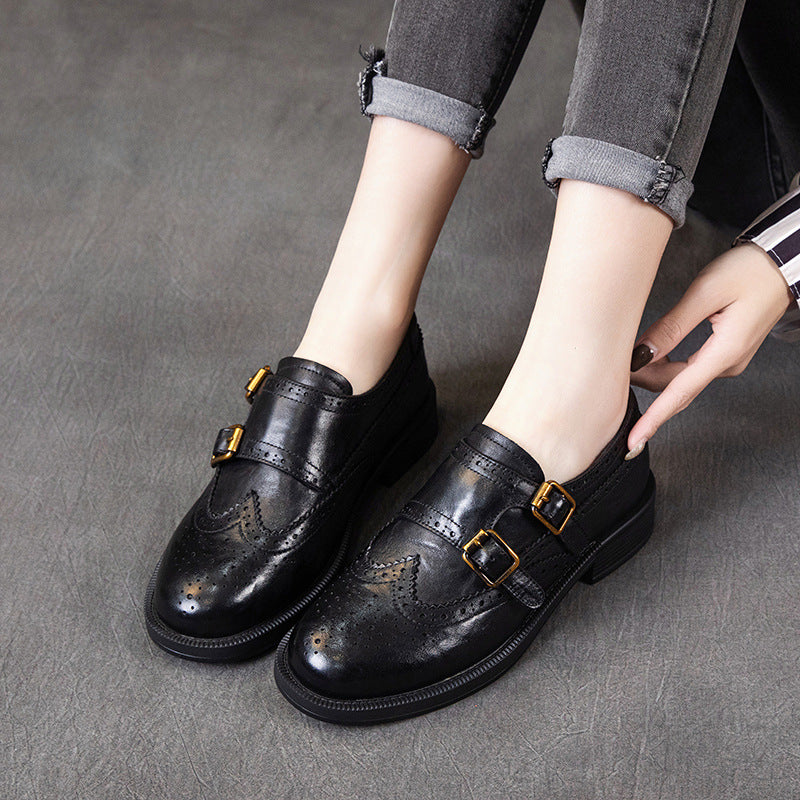 Women's First Layer Cowhide Flat Soft Bottom Loafers