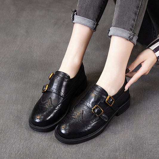 Women's First Layer Cowhide Flat Soft Bottom Loafers