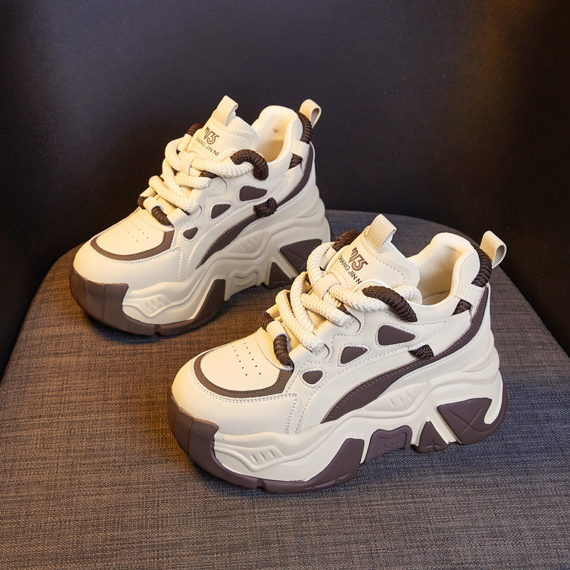 Women's Dad Height Increasing Insole Genuine Thick Sneakers