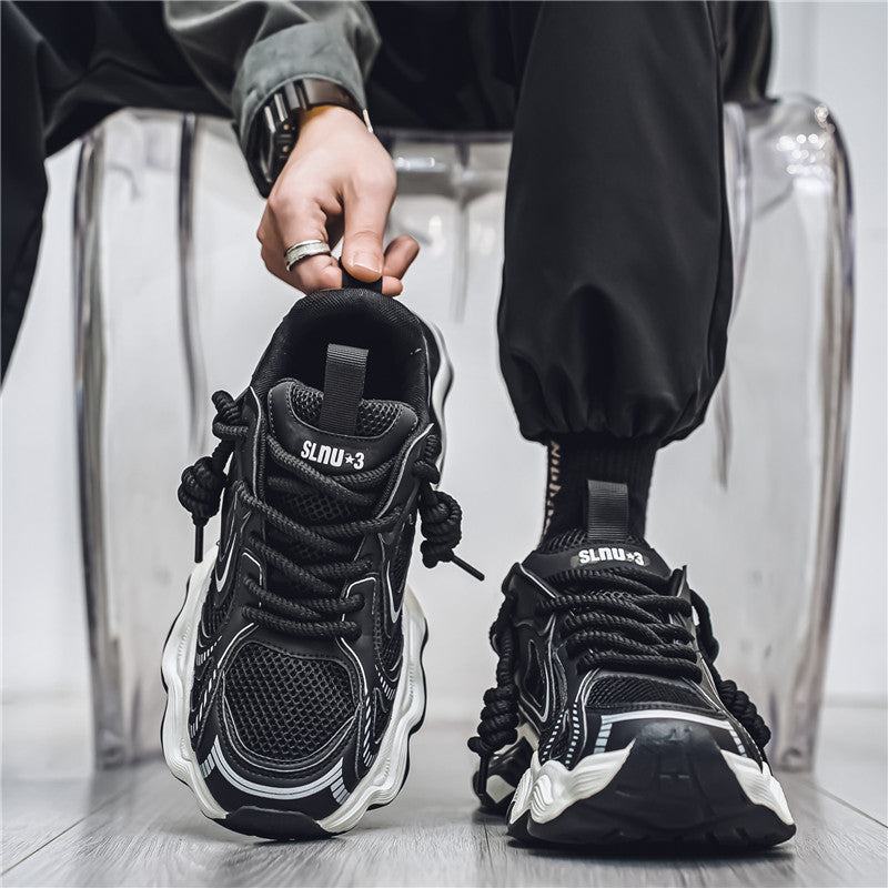 Men's Autumn Mesh Breathable Design Wave Platform Sneakers