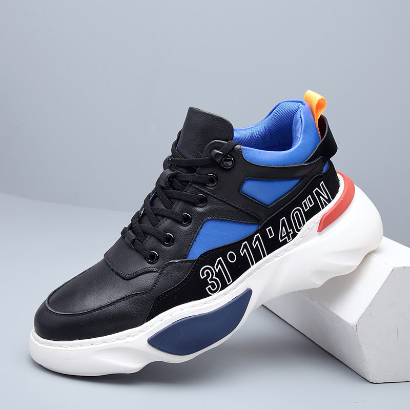 Men's Layer Cowhide High Top Korean Platform Sneakers