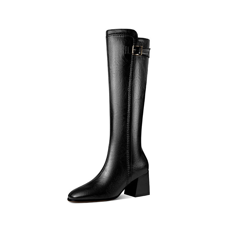Below The Knee Square Toe High Leg Boots