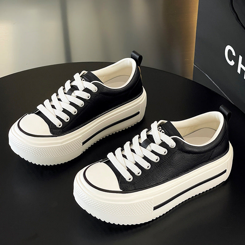Women's Cowhide Easy Wear Leisure Sports Hight Increasing Board Women's Casual Shoes