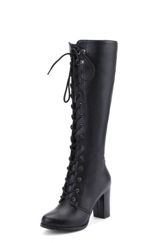 Women's High Thick Winter Front Handsome Suede Boots