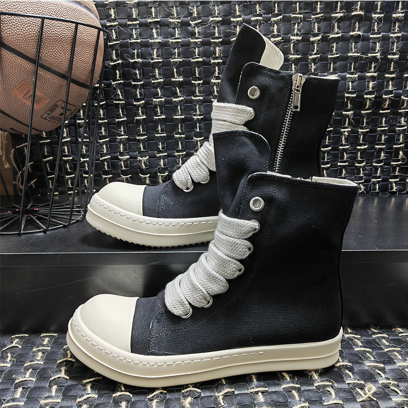 Women's & Men's Wide Shoelaces Round Head Ankle Board Height Increasing Leisure Women's Casual Shoes