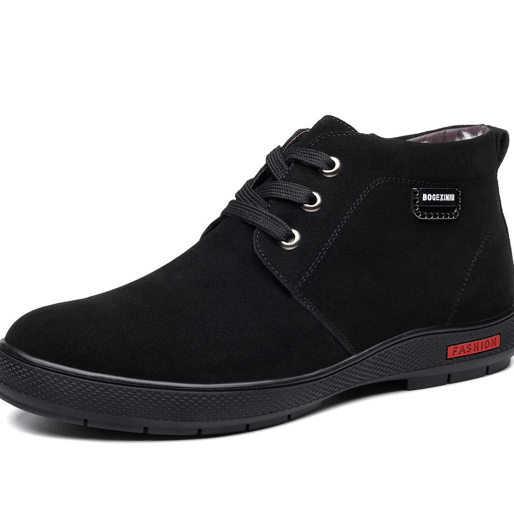 Men's Winter Wool Cotton Fleece-lined Warm Old Men's Shoes