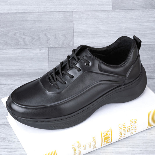 Men's First Layer Cowhide Breathable Lightweight Solid Thick Bottom Men's Shoes