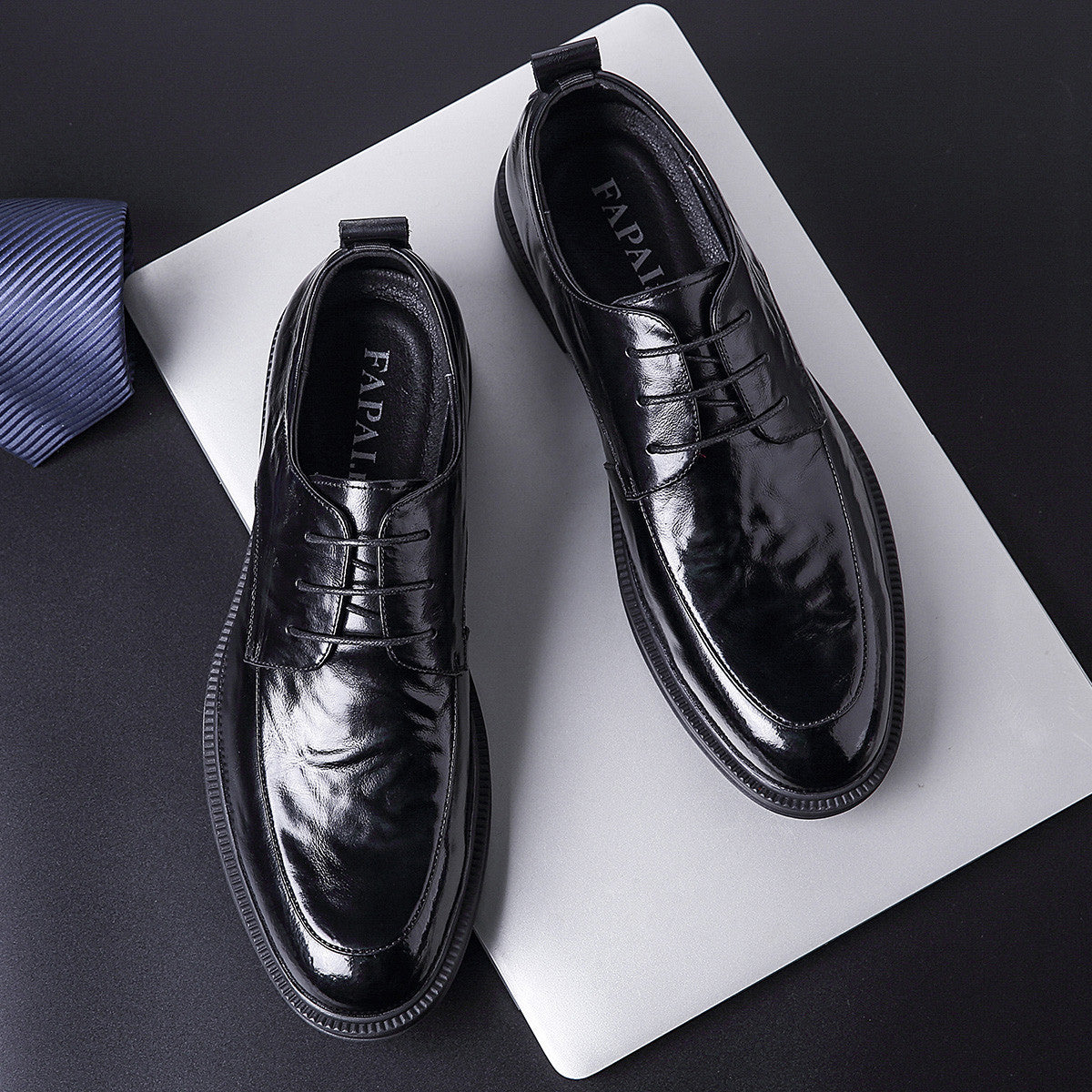Men's Height Increasing Genuine Breathable British Style Men's Business Leather Shoes