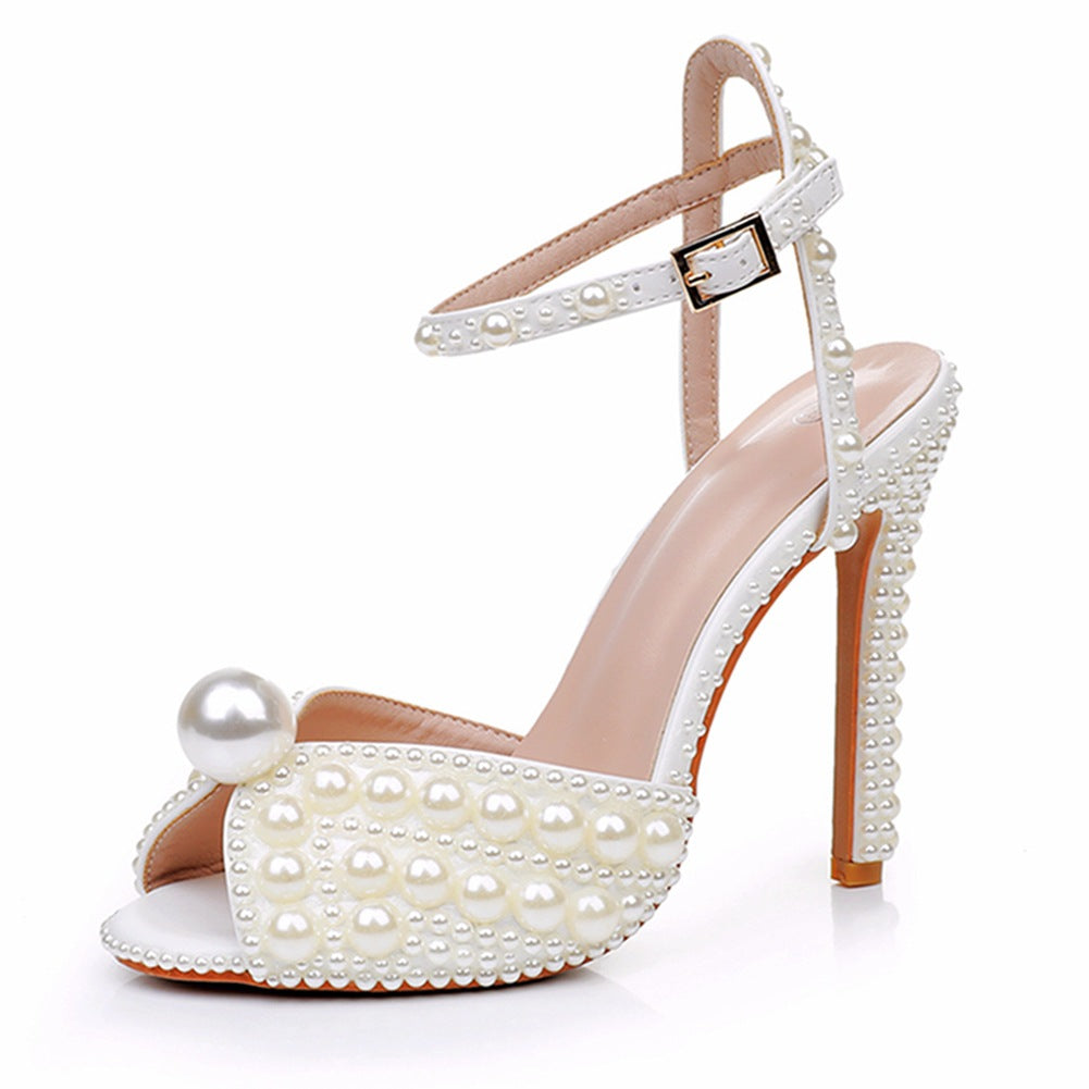 High Peep Toe Hollow Shallow Mouth Buckle Plus Size Heels