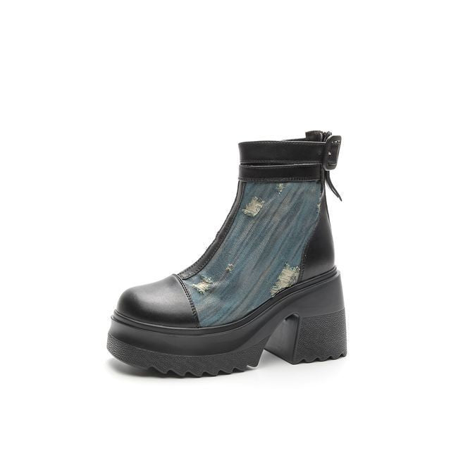 Women's Denim Hollow Martin Genuine Summer Thin Breathable Boots
