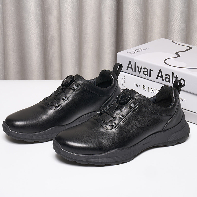 Men's Rotating Buckle Genuine Full Cowhide Soft Leather Shoes