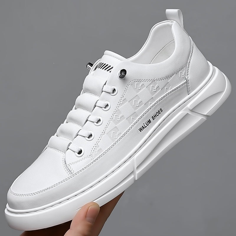Men's Manual Stitching Breathable White Board Leather Shoes