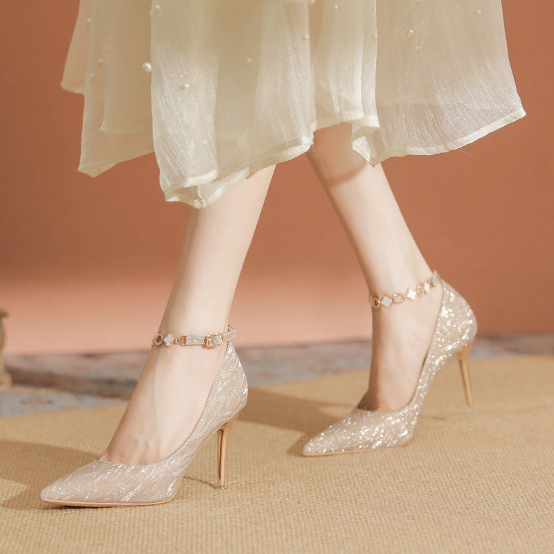 Women's High Elegant Pointed Stiletto Crystal Bridesmaid Wedding Women's Fashion Shoes