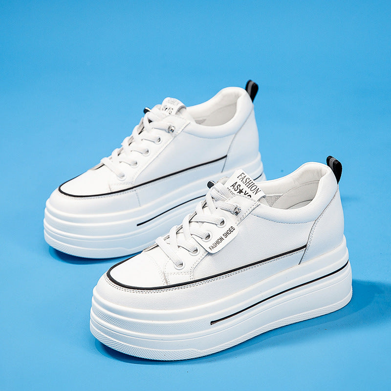Massage Height Increasing Insole Platform White Casual Shoes