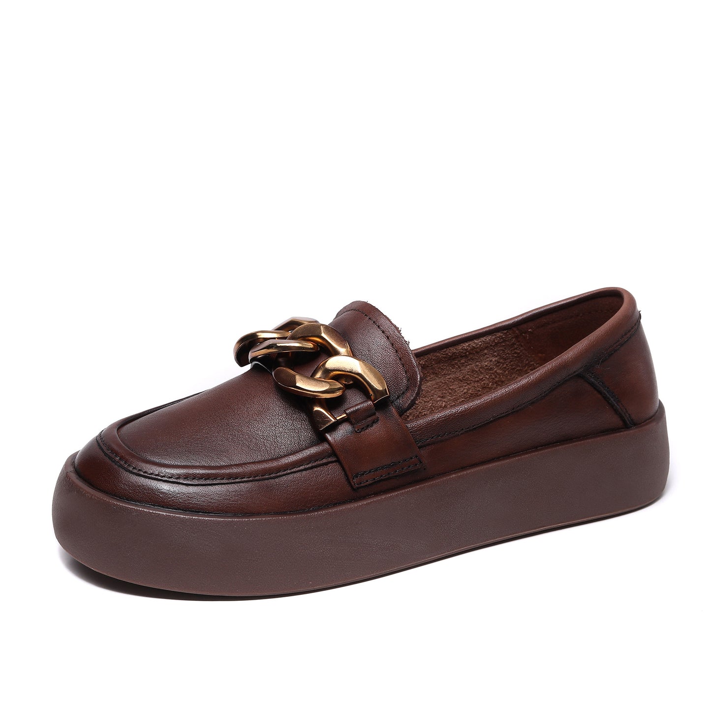 Women's First Layer Cowhide Retro Washed Handmade British Loafers