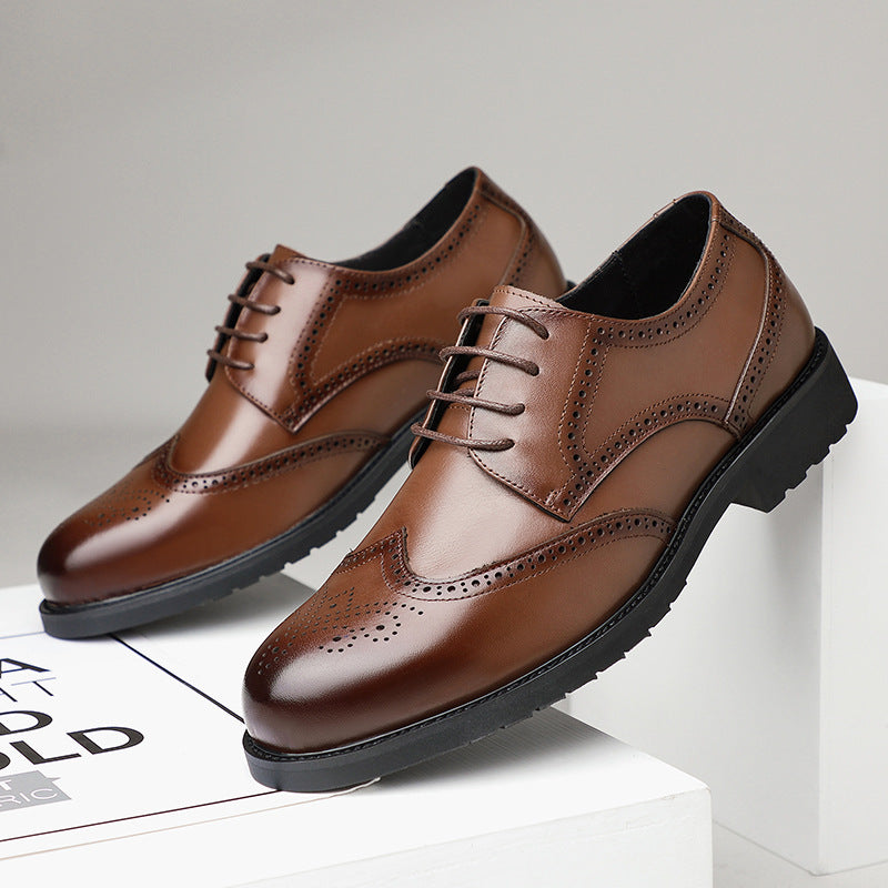 Men's First Layer Cowhide Soft Sole British Men's Business Leather Shoes