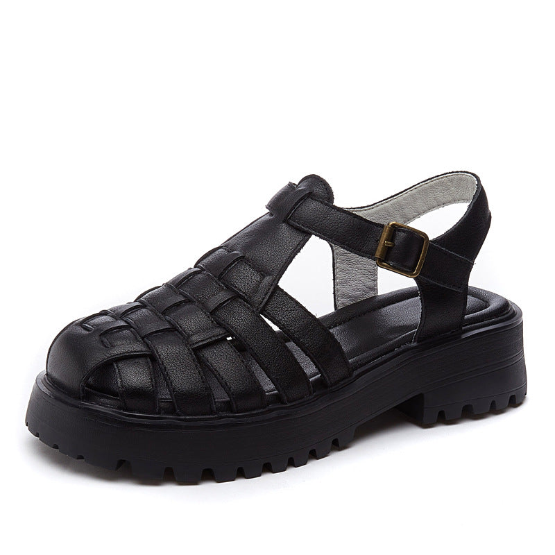 Women's Thick-soled Top Layer Cowhide Roman Summer Fashion Sandals