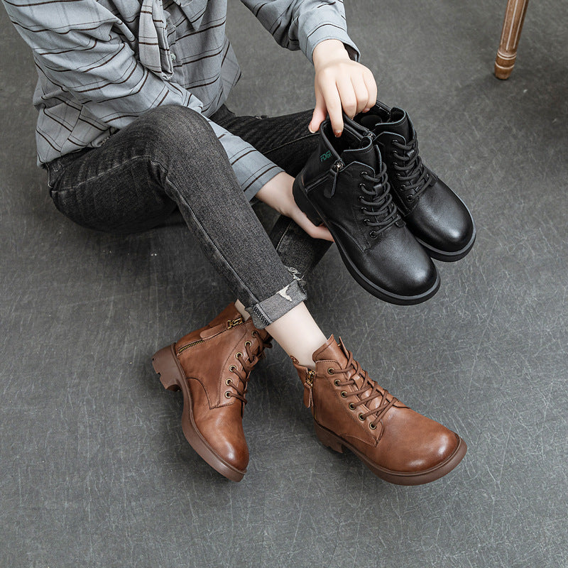 Women's Top Layer Cowhide Martin Autumn Genuine Boots