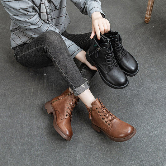 Women's Top Layer Cowhide Martin Autumn Genuine Boots