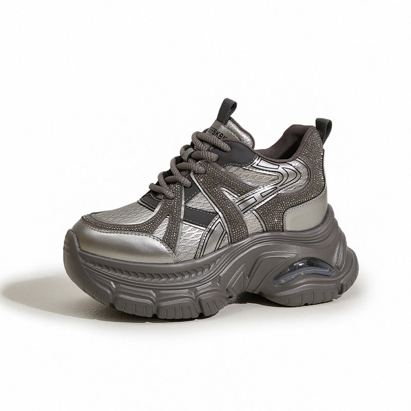 Women's Platform Dad Autumn Fashion Rhinestone Height Increasing Insole Air Women's Sports Shoes